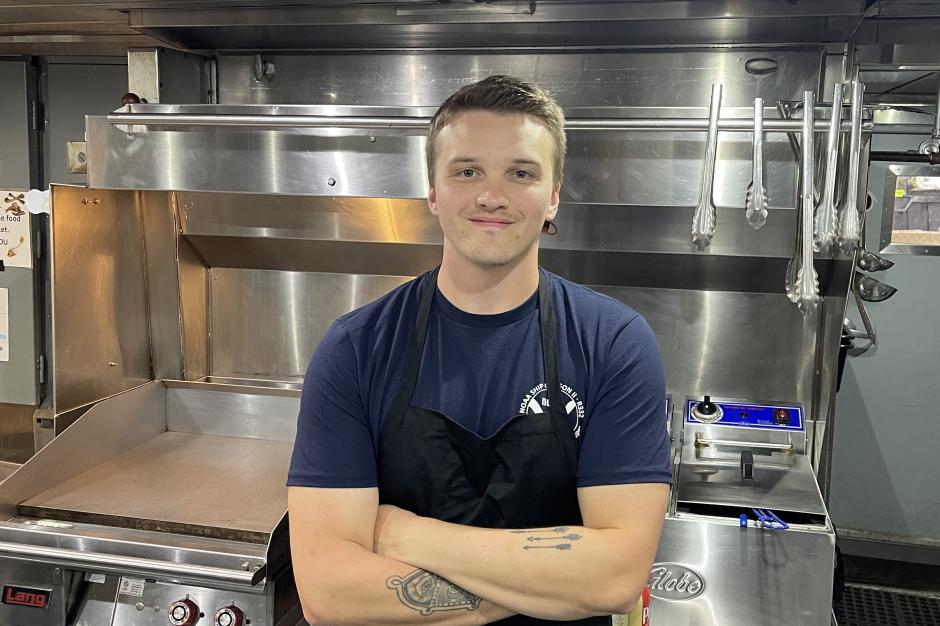 Bailey Glessner in the galley of NOAA Ship Oregon II