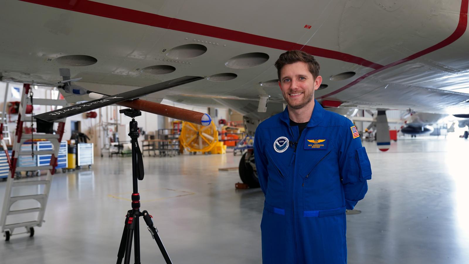 NOAA Programs and Integration Engineer Nick Underwood in his flight suit