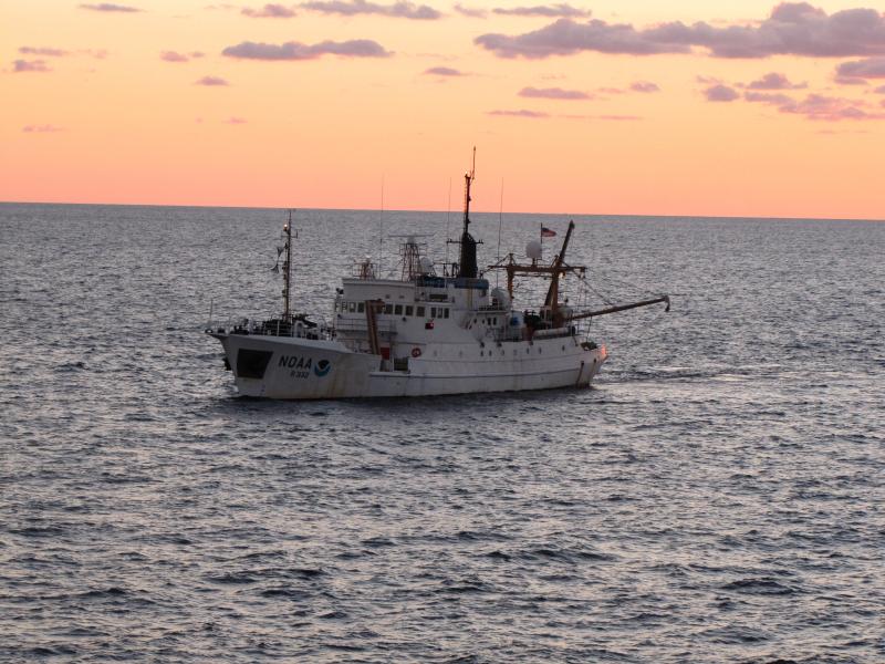 NOAA Ship Oregon II at sunset