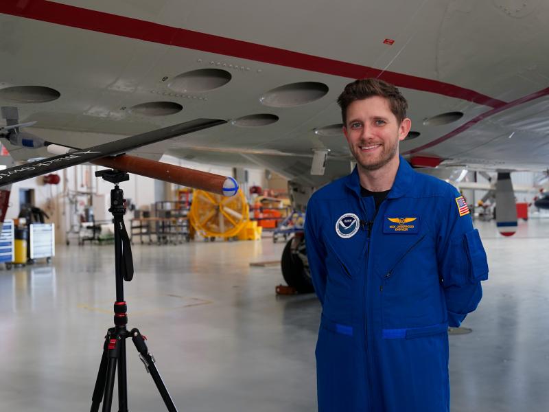 NOAA Programs and Integration Engineer Nick Underwood in his flight suit