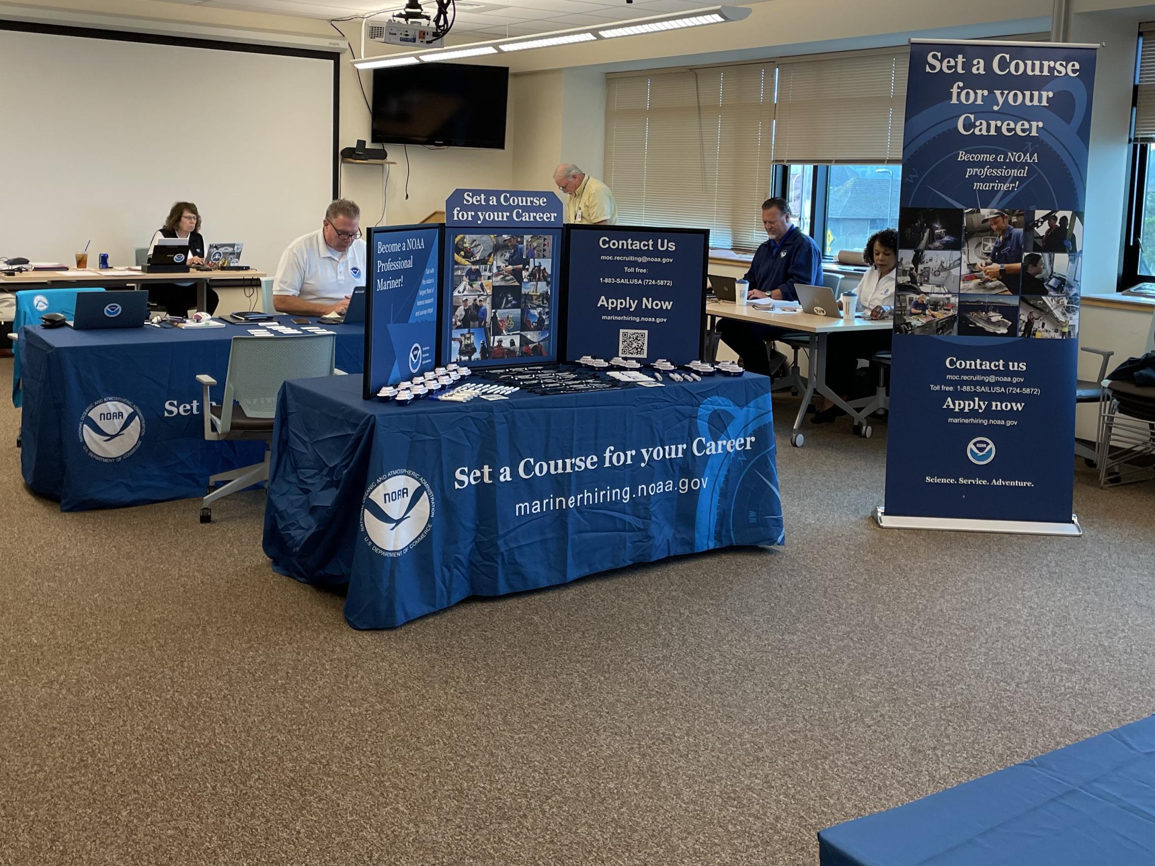 NOAA recruiters at a professional mariner hiring event