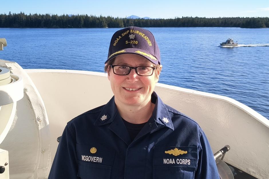 A female NOAA Corps officer aboard NOAA Ship Fairweather