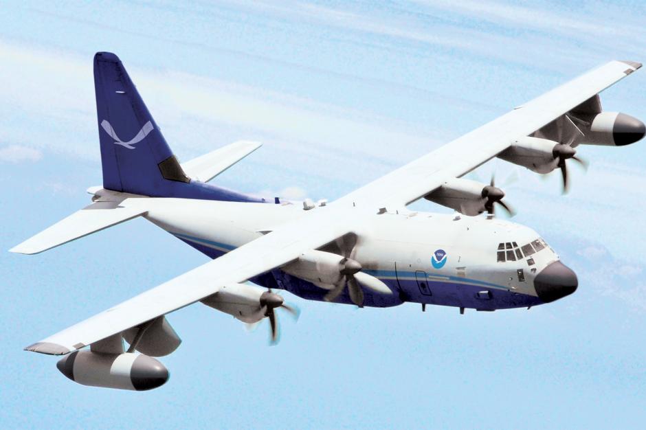 Artist's rendering of a NOAA C-130J aircraft